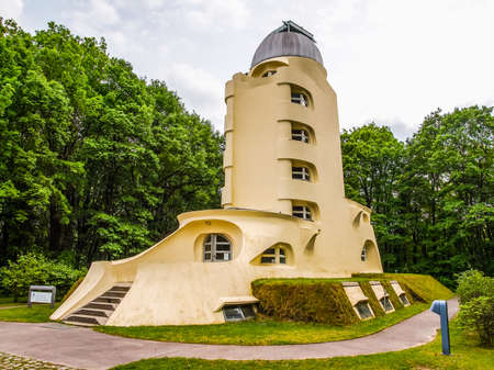 POTSDAM, GERMANY - MAY 10, 2014: The Einstein Turm astrophysical observatory was designed by architect Erich Mendelsohn in 1917 for Albert Einstein to validate his Relativity Theory (HDR)のeditorial素材