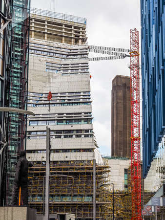 LONDON, UK - JUNE 10, 2015: Extension to the Tate Modern art gallery in South Bank powerstation designed by Swiss architects Herzog and De Meuron (HDR)のeditorial素材