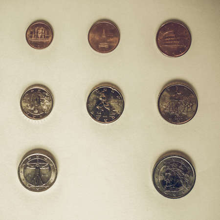 Vintage looking Euro coinsの写真素材