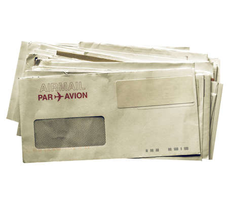 Vintage looking Letter or small packet envelope isolated over white