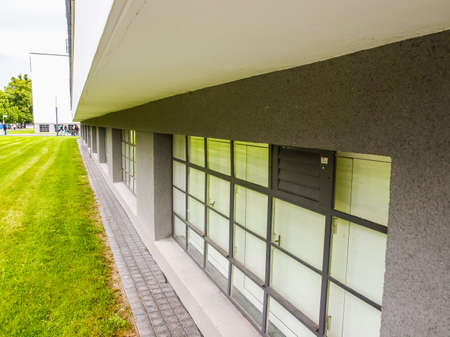 DESSAU, GERMANY - JUNE 13, 2014: The Bauhaus art school iconic building designed by architect Walter Gropius in 1925 is a listed masterpiece of modern architecture (HDR)のeditorial素材