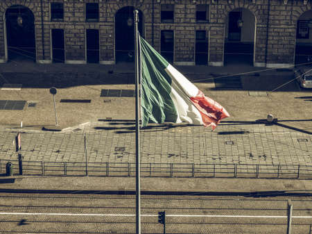 Vintage looking The national Italian flag of Italy (IT)