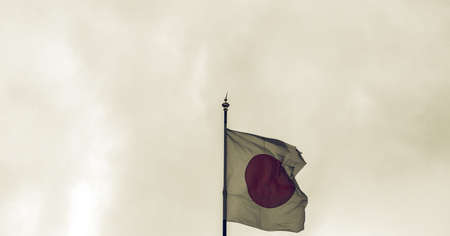 Vintage looking The national Japanese flag of Japan (JP)の写真素材