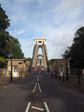 Clifton Suspension Bridge spanning the Avon Gorge and River Avon designed by Brunel and completed in 1864 in Bristol, UKの写真素材