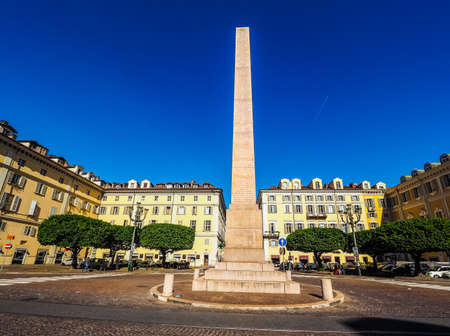 TURIN, ITALY - CIRCA MAY 2016: Piazza Savoia square with the obelisk (HDR)のeditorial素材