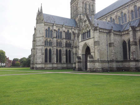 Salisbury Cathedral (aka Cathedral Church of the Blessed Virgin Mary) in Salisbury, UKの写真素材