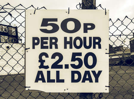 Vintage looking Sign - 50p per hour 2.50 all dayの写真素材