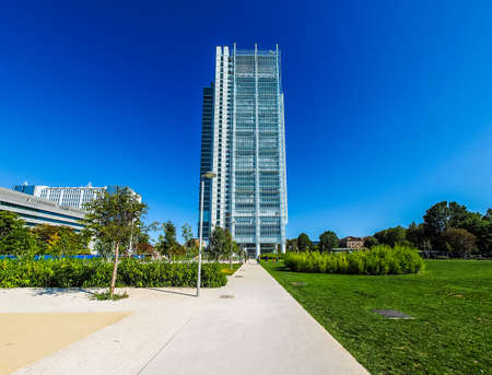 TURIN, ITALY - CIRCA SEPTEMBER, 2015: The new San Paolo headquarters designed by Renzo Piano are the highest skyscraper in town (HDR)のeditorial素材