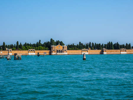 HDR San Michele cemetery island in the Venetian Lagoon in Venice, Italyの写真素材