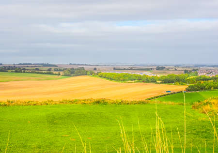 HDR English country panorama around Salisbury in England, UKの写真素材