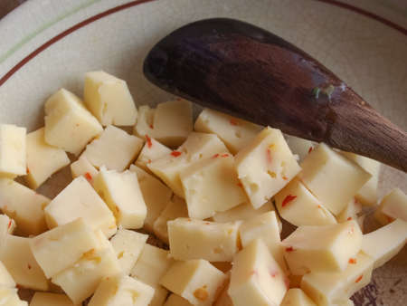 Cheese with Hot chili peppers (Capsicum) aka chile pepper or chilli pepper vegetables vegetarian foodの写真素材
