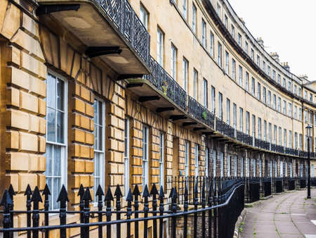 HDR The Norfolk Crescent row of terraced houses in Bath, UKの写真素材