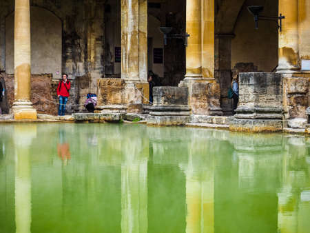 BATH, UK - CIRCA SEPTEMBER 2016: HDR Roman Baths ancient spaのeditorial素材