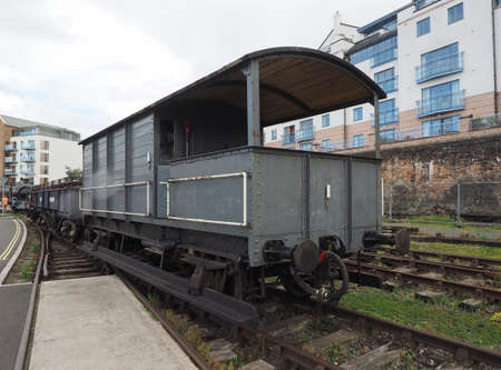 BRISTOL, UK - CIRCA SEPTEMBER 2016: Vintage trains at Bristol Harbour (part of Port of Bristol)のeditorial素材