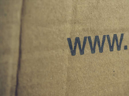 Vintage looking Www internet url text on a cardboard packetの写真素材