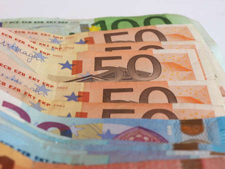 Euro (EUR) banknotes, currency of European Union (EU)の写真素材