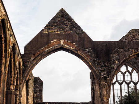 HDR Ruins of St Peter church in Castle Park bombed during World War II and now preserved as a memorial in Bristol, UKのeditorial素材
