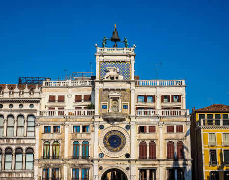 HDR Torre dell Orologio (meaning Clock Tower) in San Marco square in Venice, Italyのeditorial素材