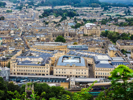 HDR Aerial view of the city of Bath, UKのeditorial素材