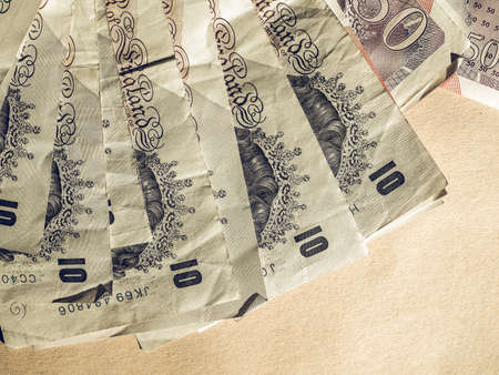 Vintage looking British Pound banknotes currency of the United Kingdomの写真素材