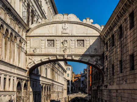 HDR Ponte dei Sospiri (meaning Bridge of Sighs) in Venice, Italyのeditorial素材