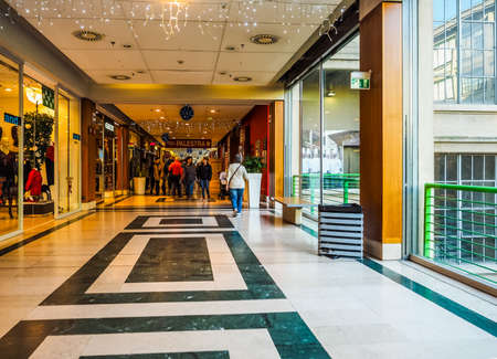 TURIN, ITALY - DECEMBER 16, 2015: The Lingotto centre designed by Matte Trucco in 1919 as a Fiat car factory is now a conference and business centre restored by Renzo Piano (HDR)のeditorial素材