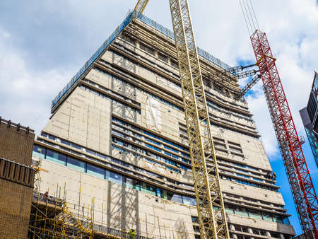 LONDON, UK - JUNE 10, 2015: Extension to the Tate Modern art gallery in South Bank powerstation designed by Swiss architects Herzog and De Meuron (HDR)のeditorial素材
