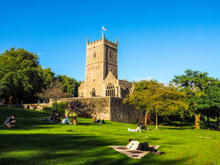BRISTOL, UK - CIRCA SEPTEMBER 2016: HDR Ruins of St Peter church in Castle Park bombed during World War II and now preserved as a memorialのeditorial素材