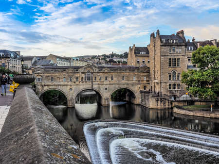 BATH, UK - CIRCA SEPTEMBER 2016: HDR Pulteney Bridge over the River Avonのeditorial素材