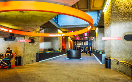 LONDON, UK - SEPTEMBER 28, 2015: The Barbican Centre iconic new brutalist architecture (HDR)のeditorial素材