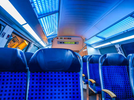 DRESDEN, GERMANY - JUNE 10, 2014: Regional train interior in Saxony Germany Europe (HDR)のeditorial素材
