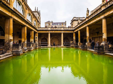 BATH, UK - CIRCA SEPTEMBER 2016: HDR Roman Baths ancient spaのeditorial素材