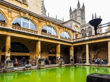 BATH, UK - CIRCA SEPTEMBER 2016: HDR Roman Baths ancient spaのeditorial素材