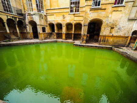 BATH, UK - CIRCA SEPTEMBER 2016: HDR Roman Baths ancient spaのeditorial素材