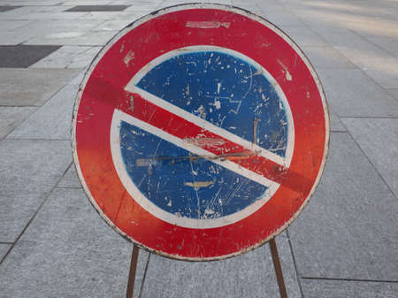 No parking traffic sign in a squareの写真素材