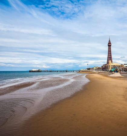 The Blackpool Tower on the Pleasure Beach in Blackpool, Lancashire, UK (HDR)の写真素材