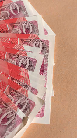 Fifty British Pound banknotes currency of the United Kingdom
