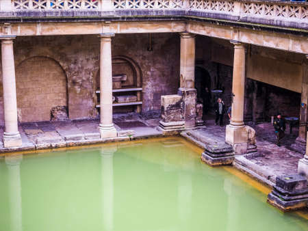 BATH, UK - CIRCA SEPTEMBER 2016: HDR Roman Baths ancient spaのeditorial素材