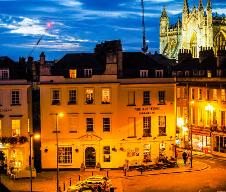 BATH, UK - CIRCA SEPTEMBER 2016: HDR Night view of the city of Bathのeditorial素材
