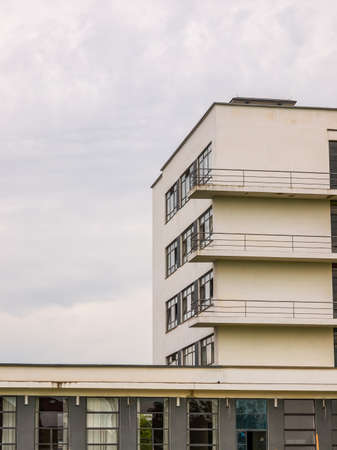 DESSAU, GERMANY - JUNE 13, 2014: The Bauhaus art school iconic building designed by architect Walter Gropius in 1925 is a listed masterpiece of modern architecture (HDR)のeditorial素材
