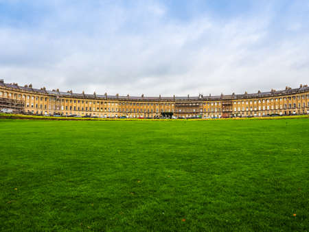 BATH, UK - CIRCA SEPTEMBER 2016: HDR The Royal Crescent row of terraced housesのeditorial素材