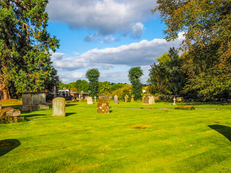 TANWORTH IN ARDEN, UK - SEPTEMBER 25, 2015: Grave of English musician Nick Drake in the churchyard of St Mary Magdalene church (HDR)のeditorial素材