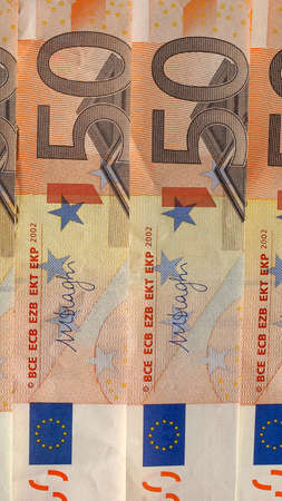 Fifty Euro banknotes currency of the European Union
