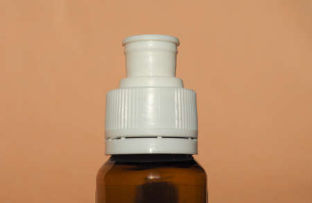 bottle of lactic ferments (aka milk enzymes) with copy spaceの写真素材