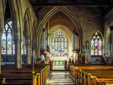 TANWORTH IN ARDEN, UK - SEPTEMBER 25, 2015: Parish Church of St Mary Magdalene interior view (HDR)のeditorial素材