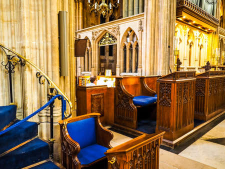 BRISTOL, UK - CIRCA SEPTEMBER 2016: HDR St Mary Redcliffe Anglican parish church interiorのeditorial素材