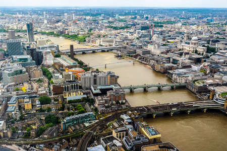 LONDON, UK - JUNE 10, 2015: Aerial view of River Thames (HDR)のeditorial素材