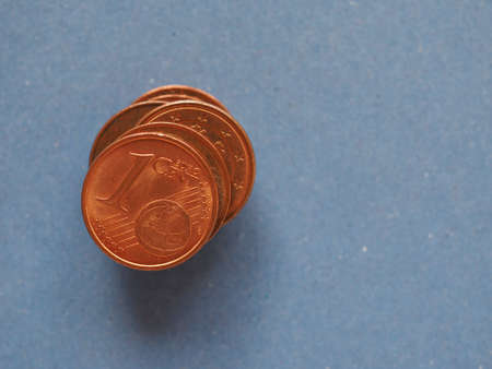1 cent coin money (EUR), currency of European Union, with copy spaceの写真素材