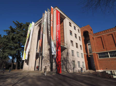 MILAN, ITALY - CIRCA JANUARY 2017: La Triennale exhibition hall designed by Giovanni Muzio is a masterpiece of Italian rationalismのeditorial素材