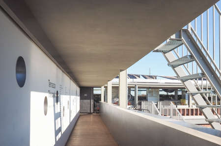 MILAN, ITALY - CIRCA JANUARY 2017: Roof terrace at La Triennale exhibition hall designed by Giovanni...
